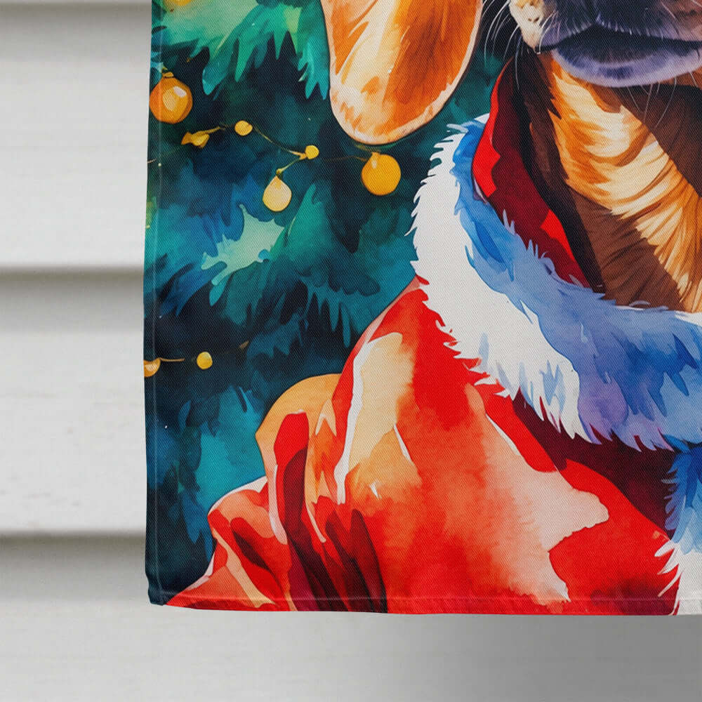 Red Dachshund Christmas House Flag
