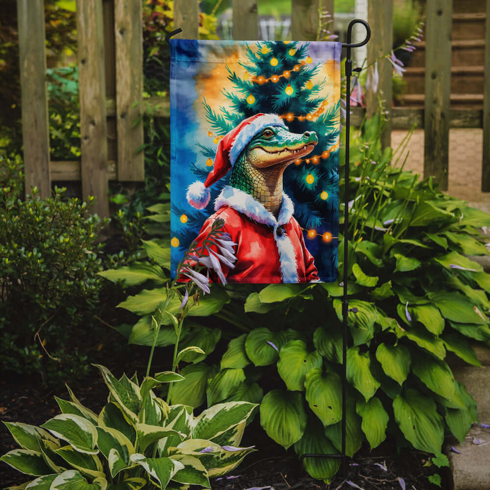 Alligator Christmas Garden Flag