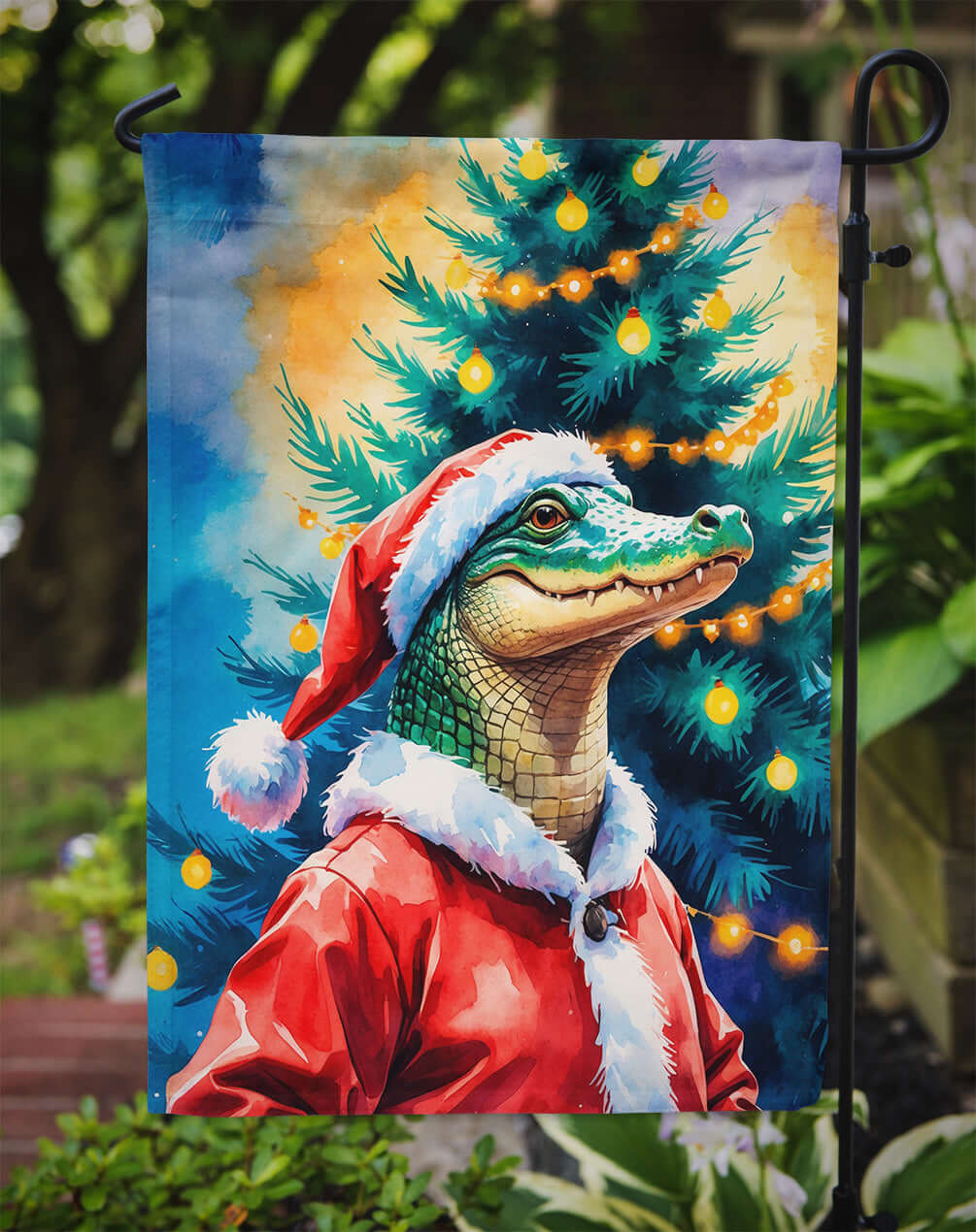 Alligator Christmas Garden Flag