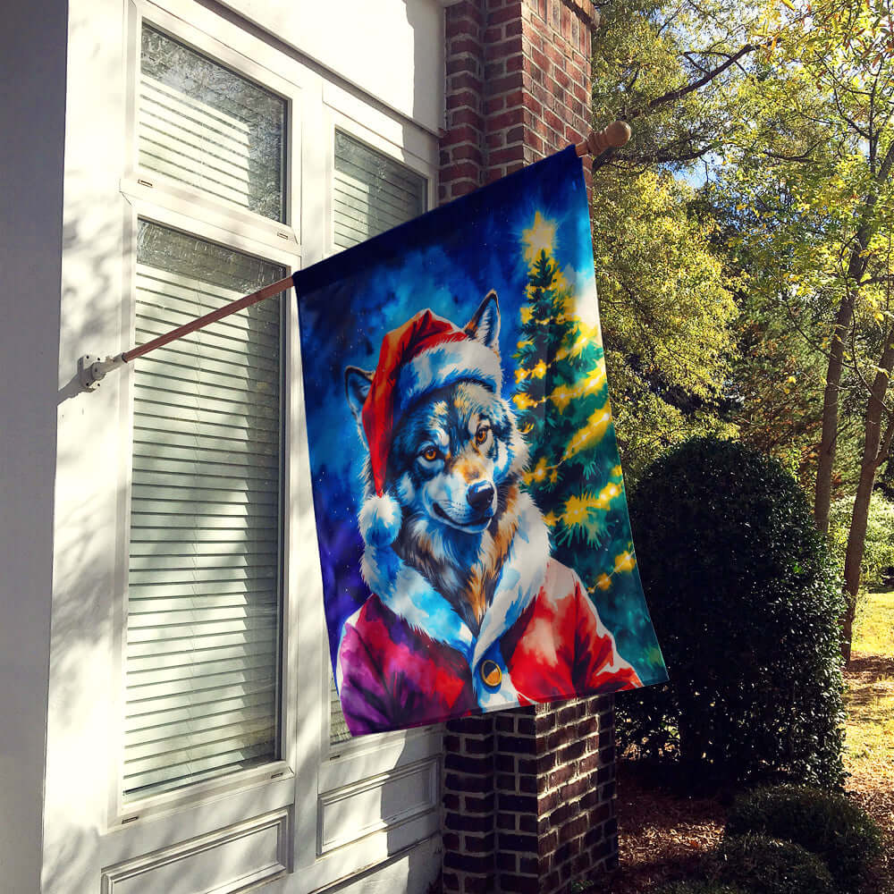 Wolf Christmas House Flag