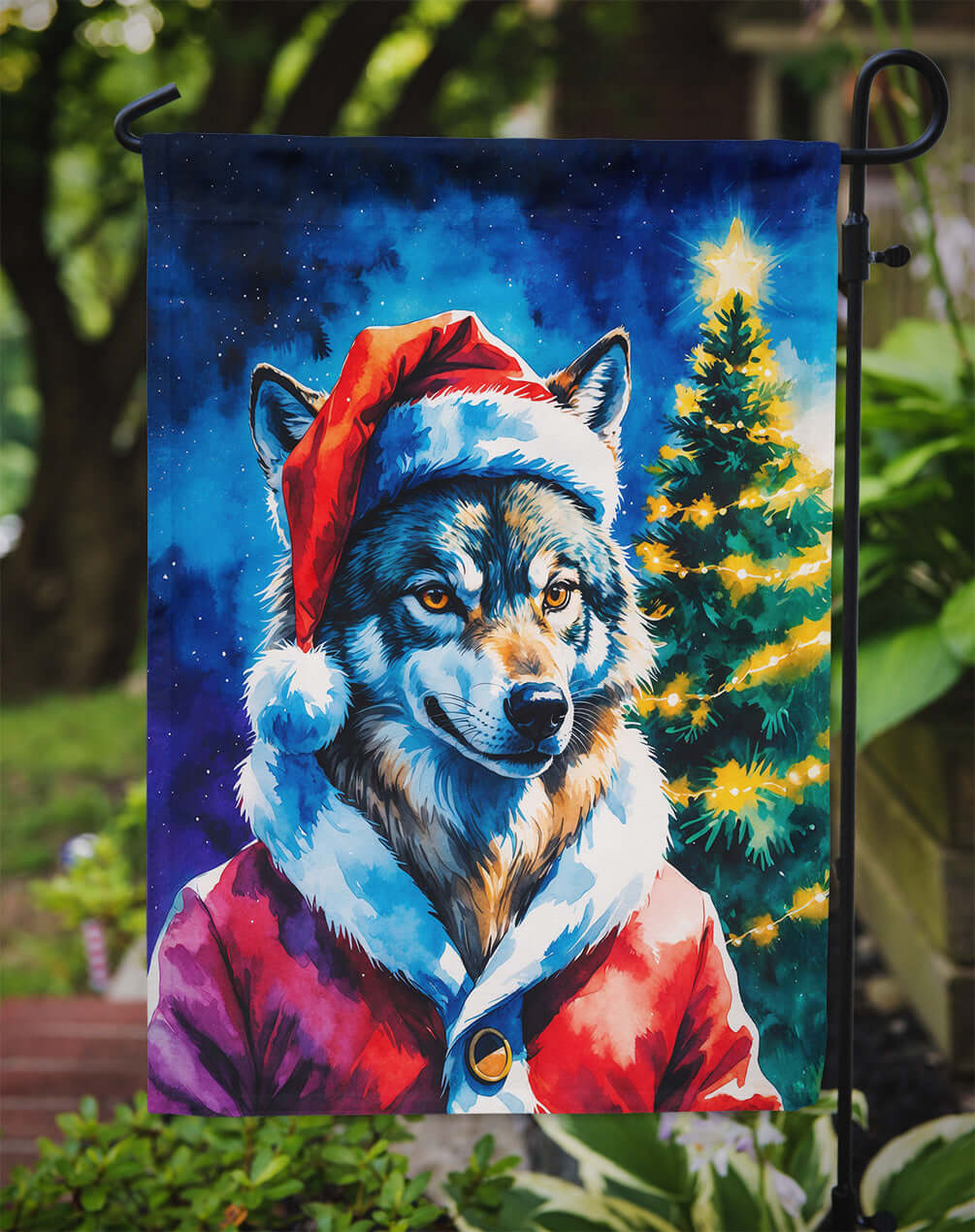 Wolf Christmas Garden Flag