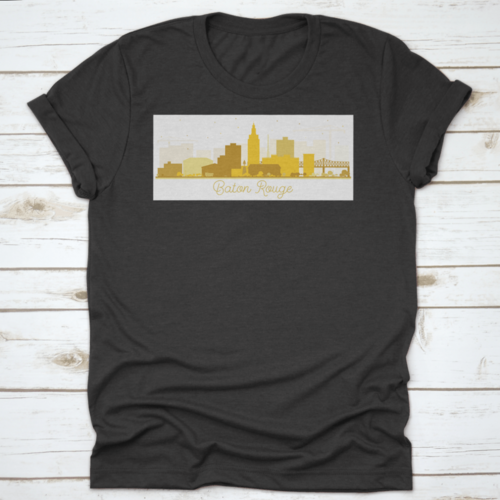 Baton Rouge Louisiana City Skyline Silhouette With Golden Buildings