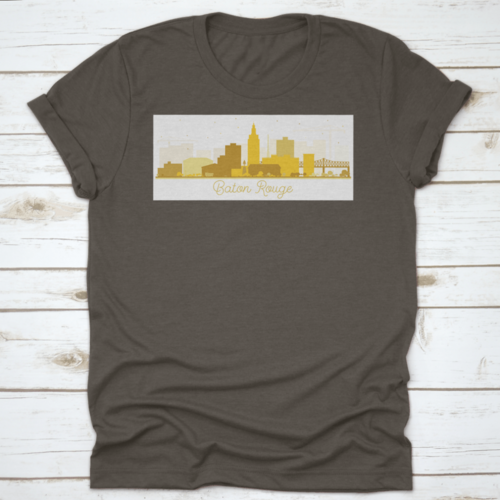 Baton Rouge Louisiana City Skyline Silhouette With Golden Buildings