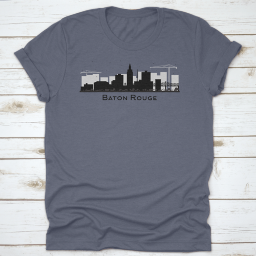 Baton Rouge Louisiana City Skyline Silhouette With Black Buildings