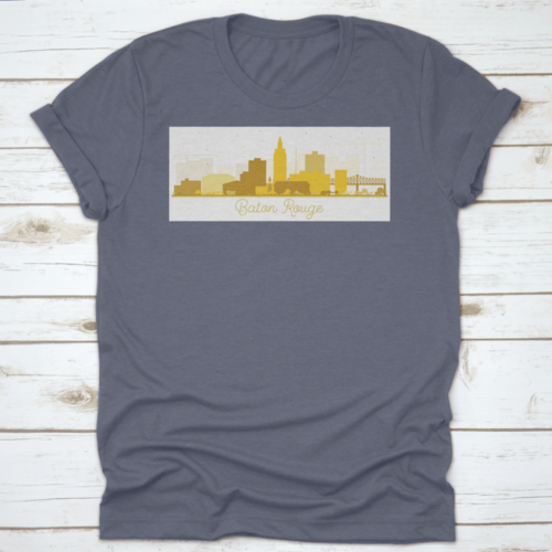 Baton Rouge Louisiana City Skyline Silhouette With Golden Buildings