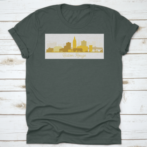 Baton Rouge Louisiana City Skyline Silhouette With Golden Buildings