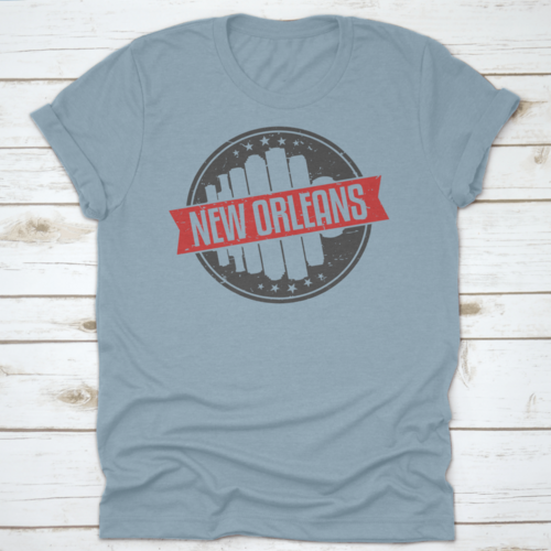 New Orleans Louisiana Round. Travel Stamp Icon Skyline City Design.