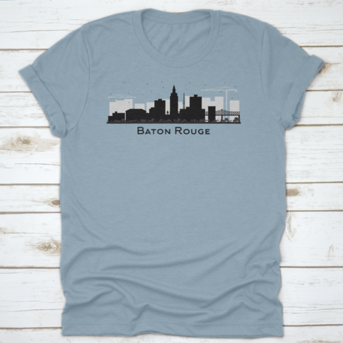 Baton Rouge Louisiana City Skyline Silhouette With Black Buildings