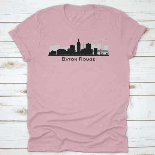 Baton Rouge Louisiana City Skyline Silhouette With Black Buildings
