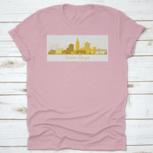 Baton Rouge Louisiana City Skyline Silhouette With Golden Buildings