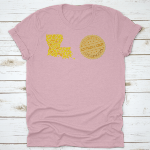 A Gold Mosaic Of The Map Of The State Of Louisiana And A Gold Metallic