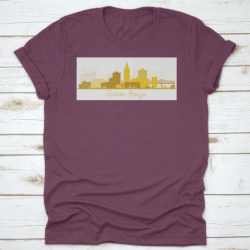 Baton Rouge Louisiana City Skyline Silhouette With Golden Buildings