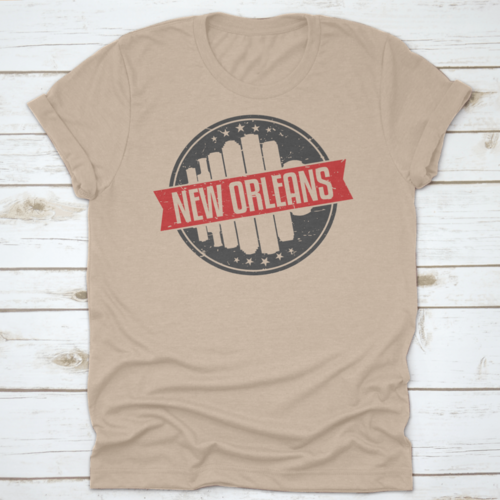 New Orleans Louisiana Round. Travel Stamp Icon Skyline City Design.