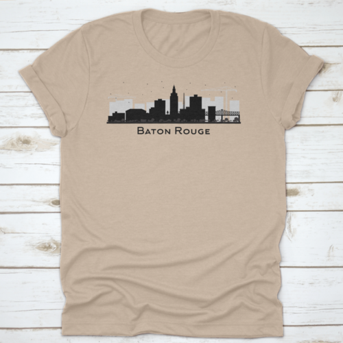 Baton Rouge Louisiana City Skyline Silhouette With Black Buildings