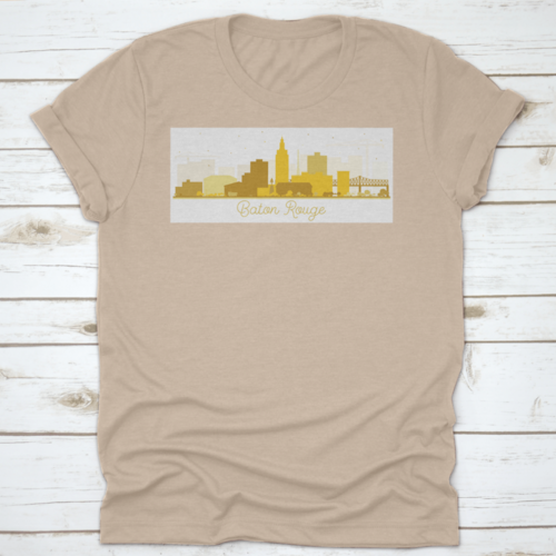 Baton Rouge Louisiana City Skyline Silhouette With Golden Buildings