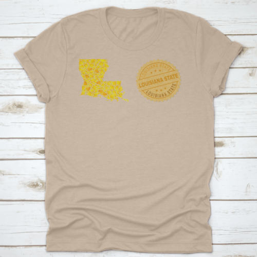 A Gold Mosaic Of The Map Of The State Of Louisiana And A Gold Metallic