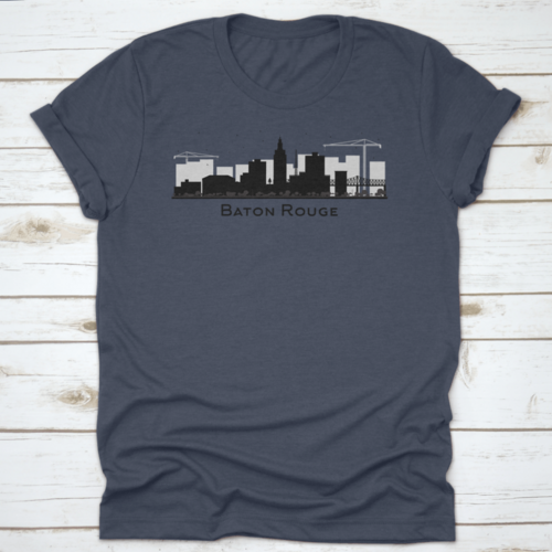 Baton Rouge Louisiana City Skyline Silhouette With Black Buildings