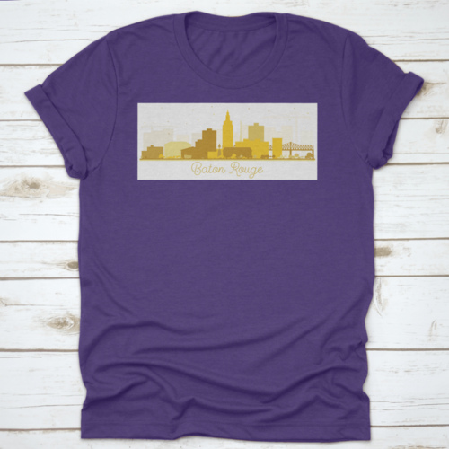 Baton Rouge Louisiana City Skyline Silhouette With Golden Buildings
