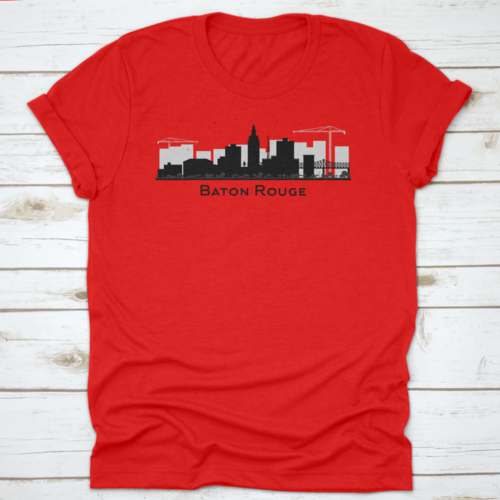 Baton Rouge Louisiana City Skyline Silhouette With Black Buildings