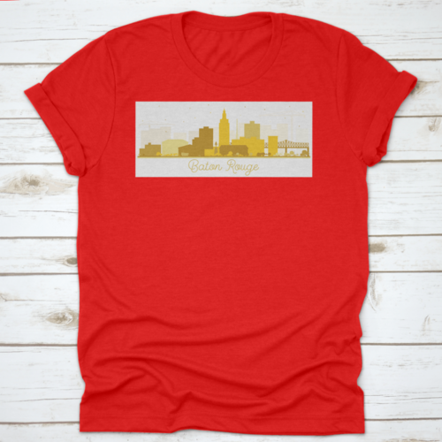 Baton Rouge Louisiana City Skyline Silhouette With Golden Buildings
