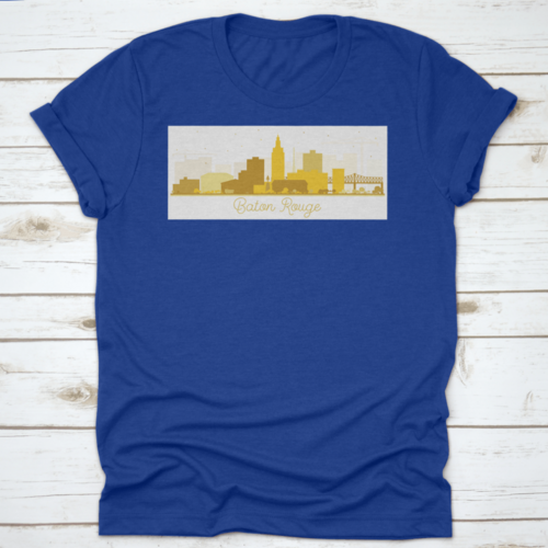 Baton Rouge Louisiana City Skyline Silhouette With Golden Buildings