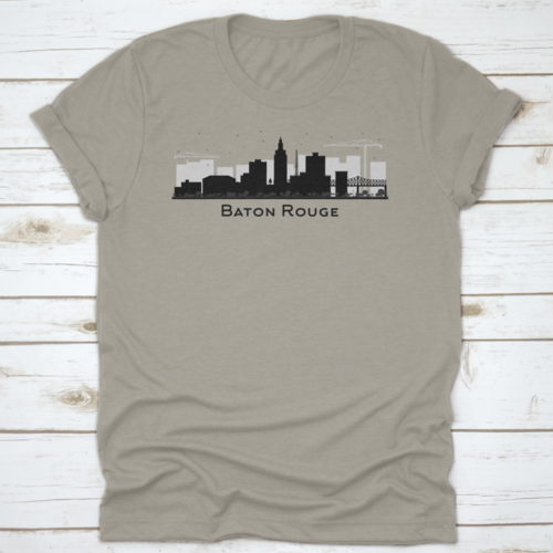 Baton Rouge Louisiana City Skyline Silhouette With Black Buildings