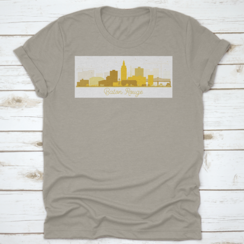 Baton Rouge Louisiana City Skyline Silhouette With Golden Buildings