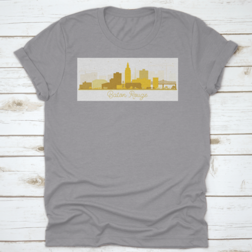 Baton Rouge Louisiana City Skyline Silhouette With Golden Buildings