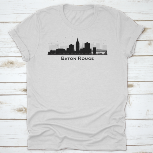Baton Rouge Louisiana City Skyline Silhouette With Black Buildings