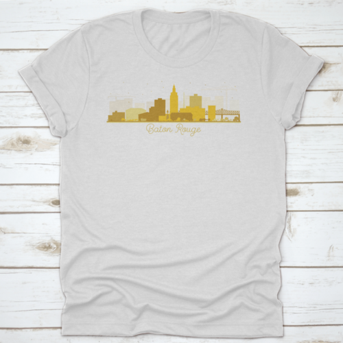 Baton Rouge Louisiana City Skyline Silhouette With Golden Buildings