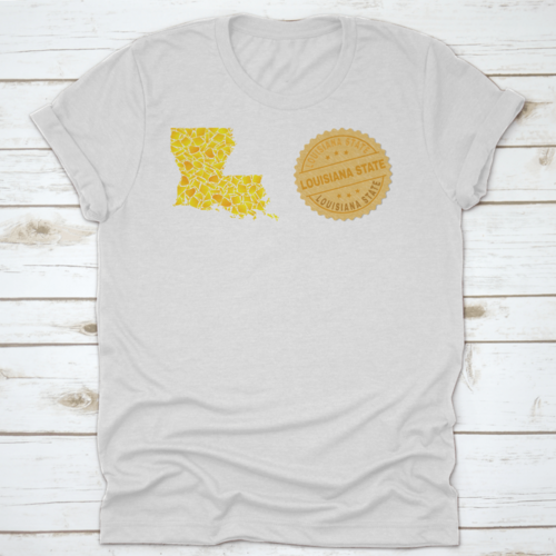 A Gold Mosaic Of The Map Of The State Of Louisiana And A Gold Metallic