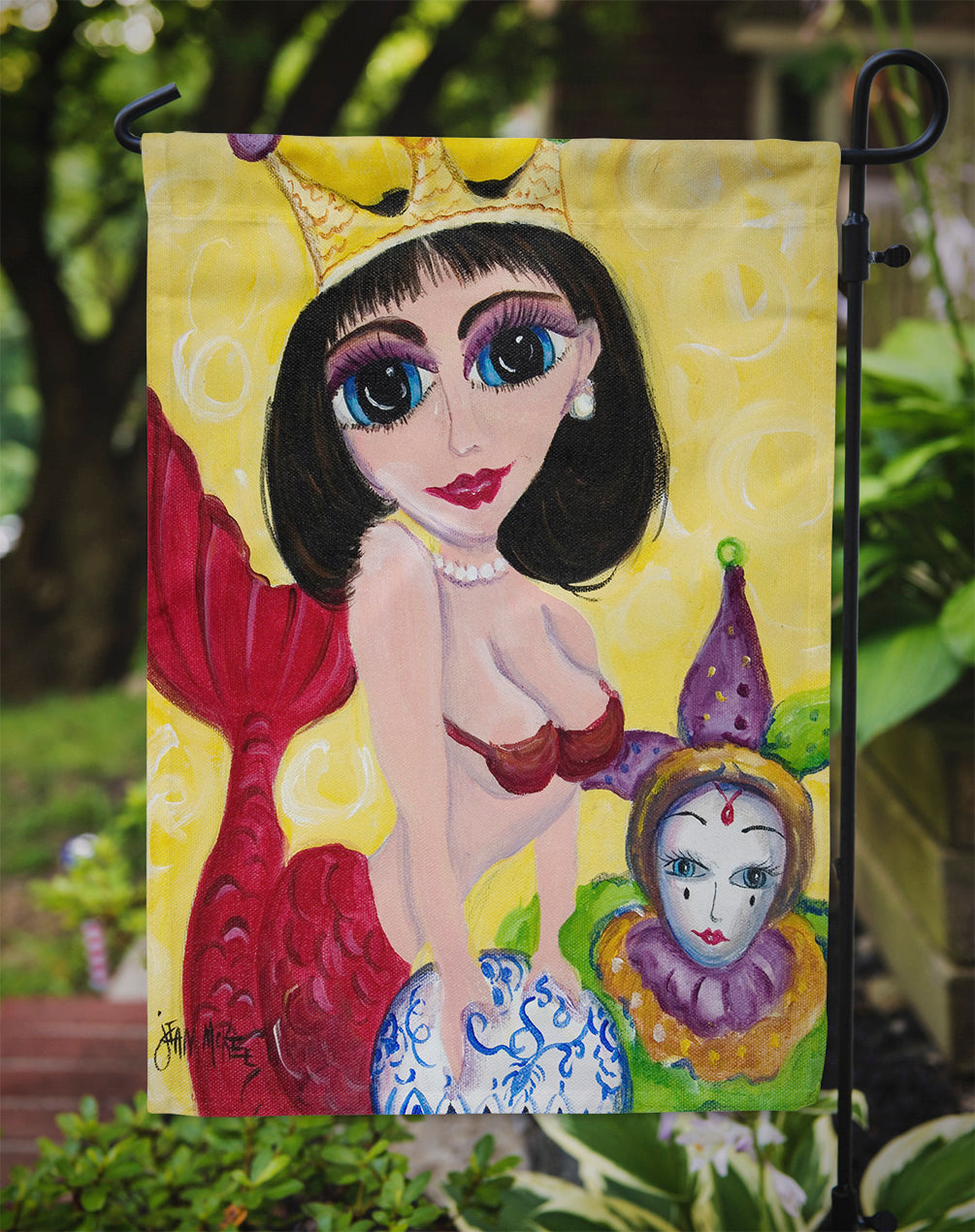 Mardi Gras Queen Mermaid Garden Flag – Decorative Outdoor Yard Flag JMK1180GF