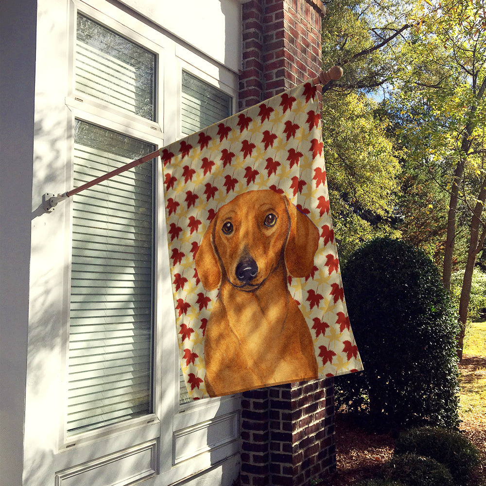 Dachshund Fall Leaves Portrait Flag Canvas House Size