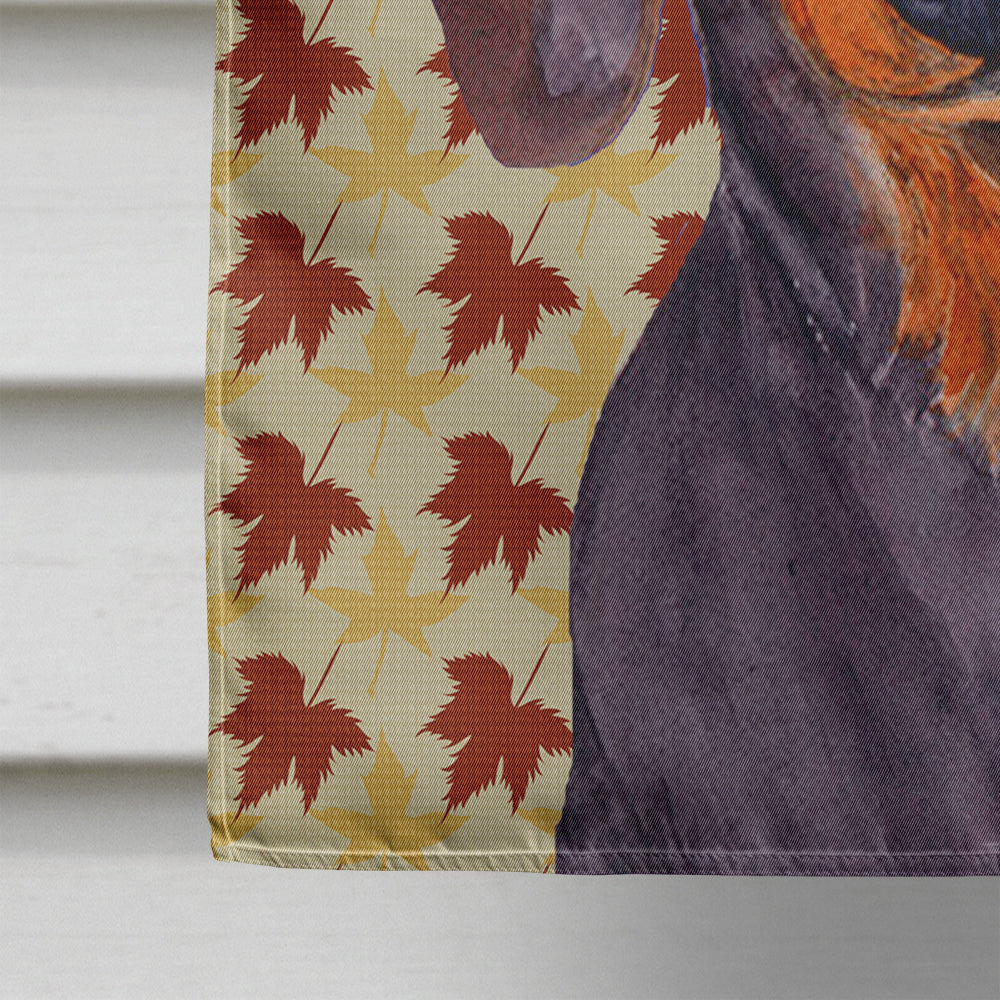 Dachshund Fall Leaves Portrait Flag Canvas House Size