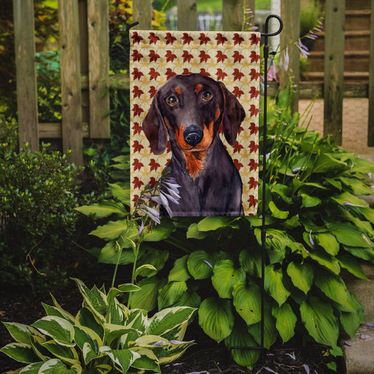 Dachshund Fall Leaves Portrait Garden Flag – Decorative Outdoor Yard Flag