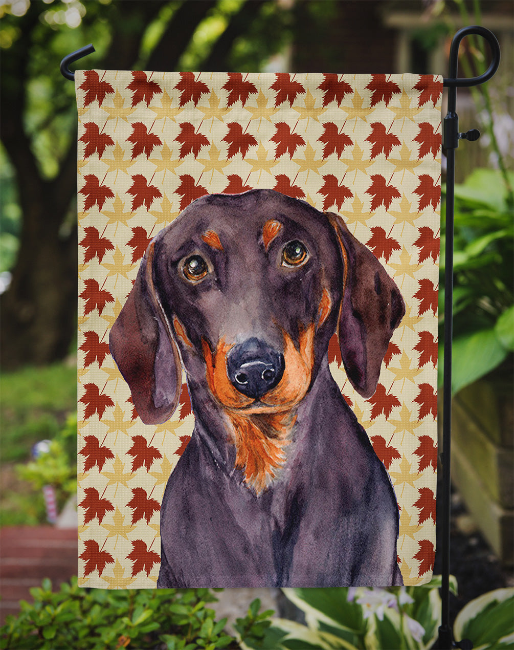 Dachshund Fall Leaves Portrait Garden Flag – Decorative Outdoor Yard Flag