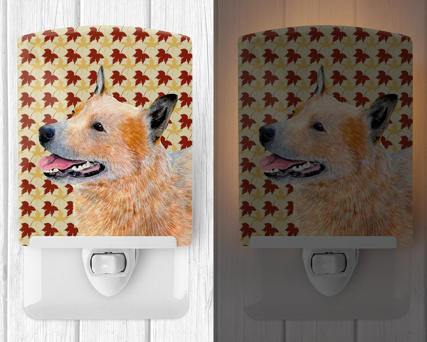 Australian Cattle Dog Fall Leaves Portrait Ceramic Night Light LH9092CNL