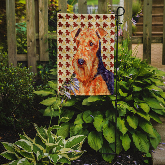 Airedale Fall Leaves Portrait Garden Flag – Decorative Outdoor Yard Flag