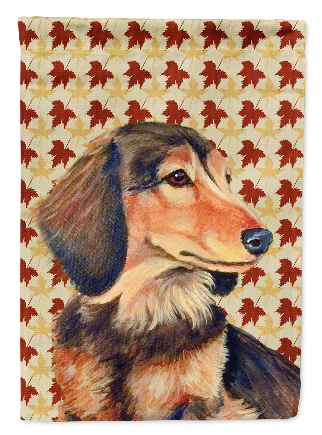 Dachshund Fall Leaves Portrait Flag Canvas House Size
