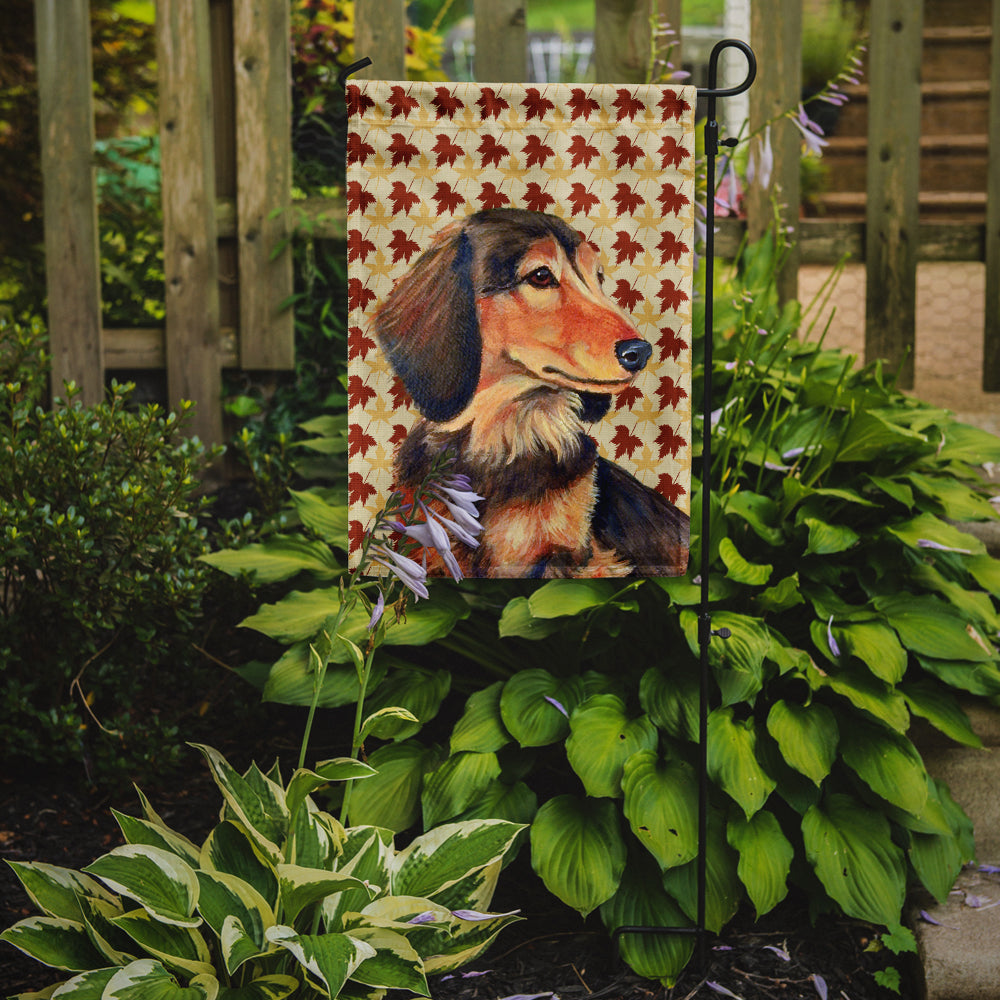Dachshund Fall Leaves Portrait Garden Flag – Decorative Outdoor Yard Flag
