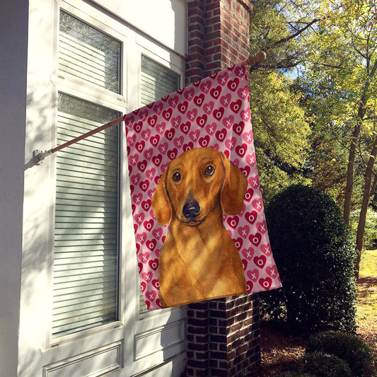 Dachshund Hearts Love Valentine's Day Flag Canvas House Size