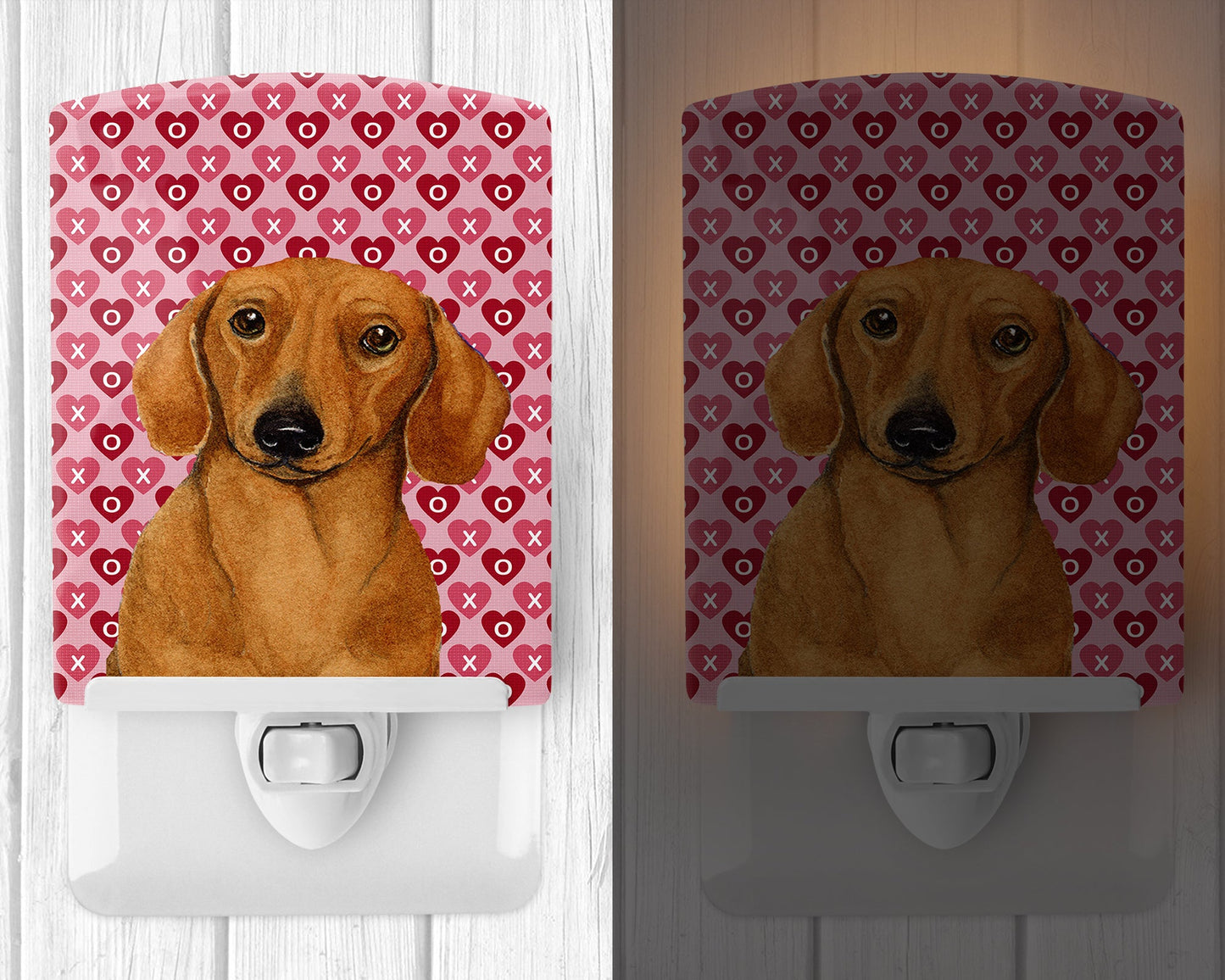 Dachshund Hearts Love and Valentine's Day Portrait Ceramic Night Light LH9132CNL
