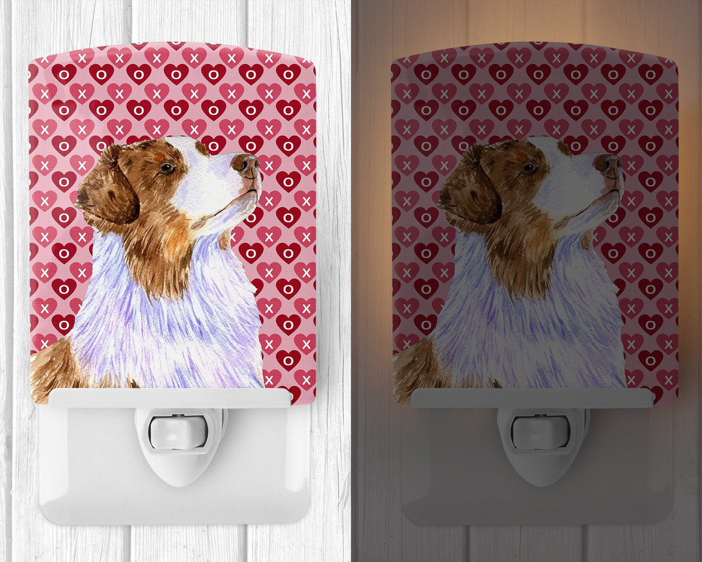 Australian Shepherd Hearts Love Valentine's Day Ceramic Night Light LH9138CNL