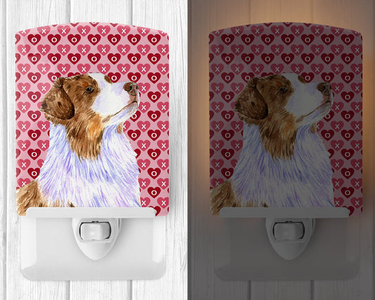 Australian Shepherd Hearts Love Valentine's Day Ceramic Night Light LH9138CNL