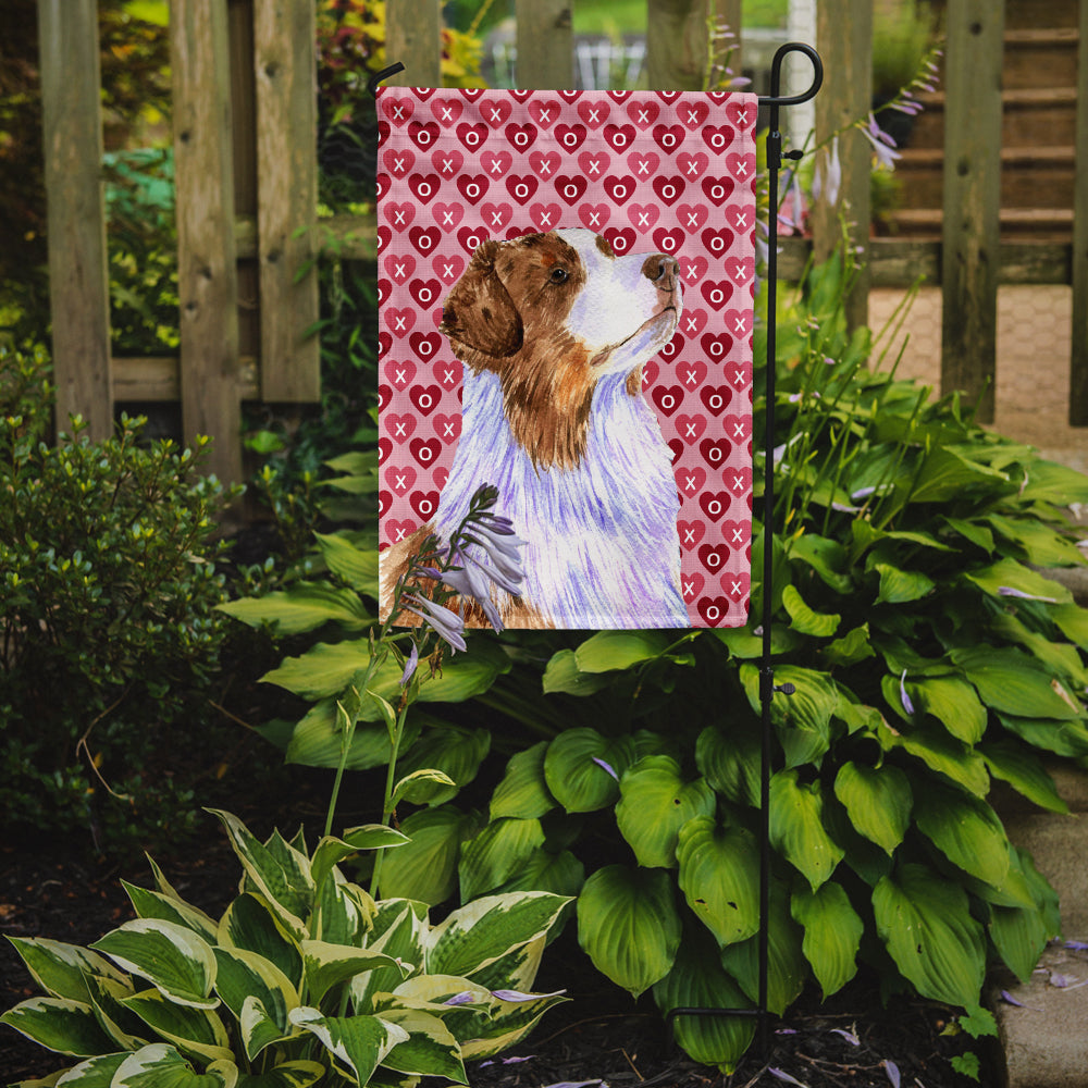 Australian Shepherd Hearts Love Valentine's Day Garden Flag – Decorative Outdoor Yard Flag