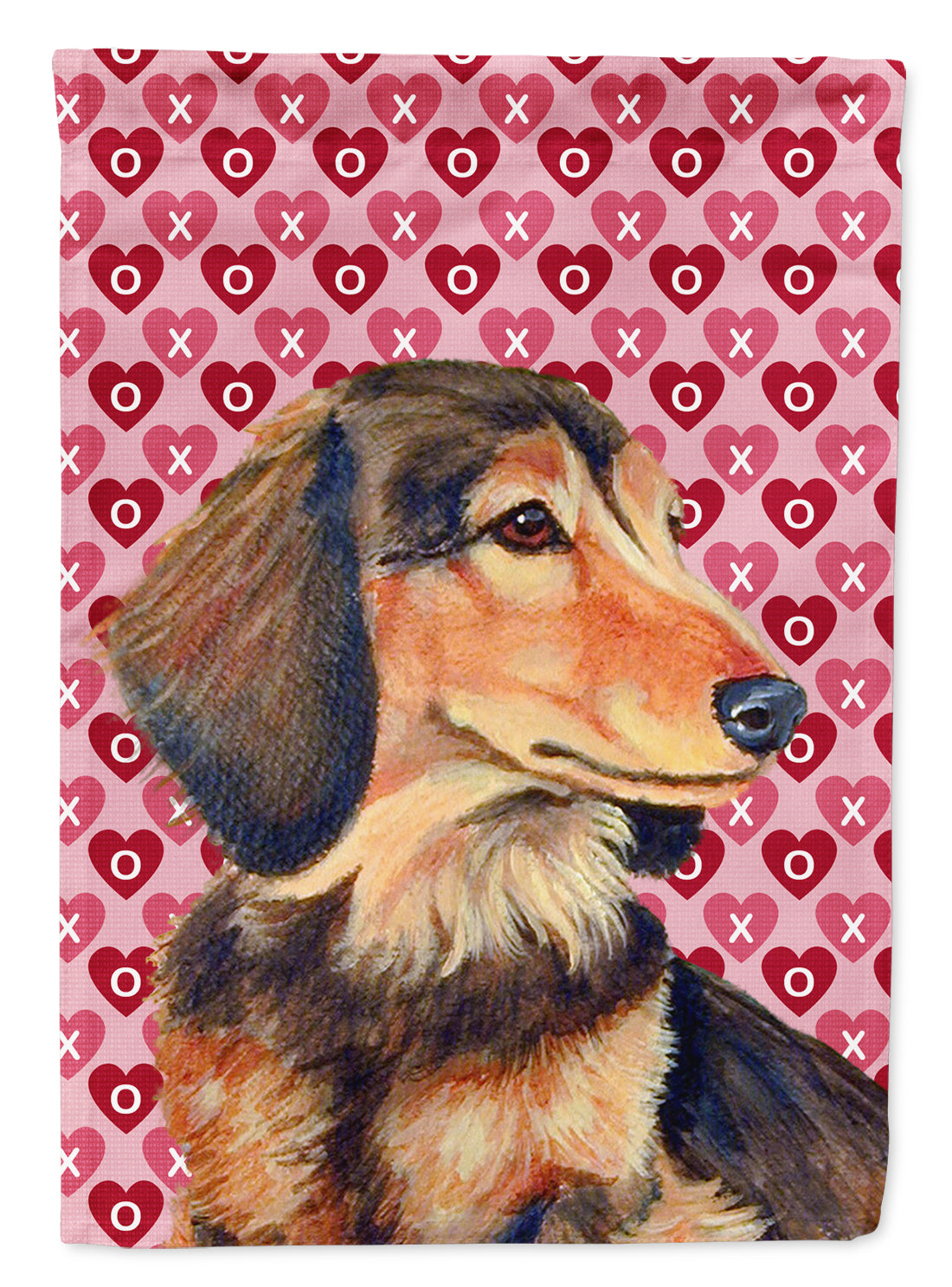 Dachshund Hearts Love Valentine's Day Flag Canvas House Size