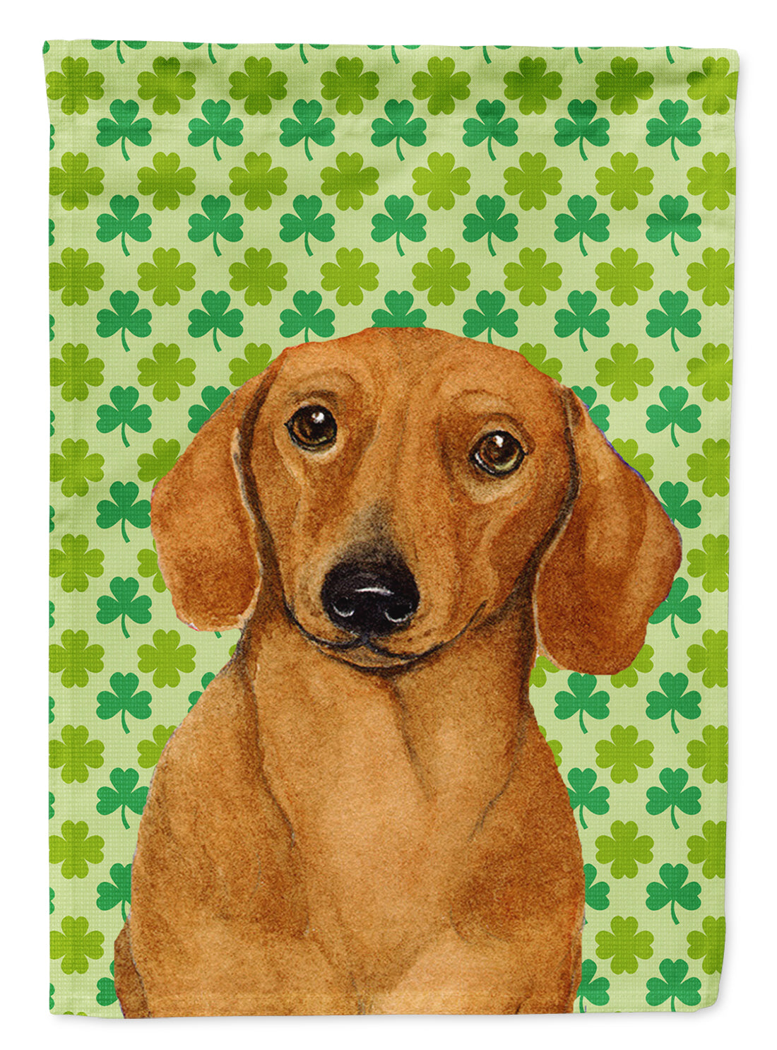 Dachshund St. Patrick's Day Shamrock Portrait Flag Canvas House Size