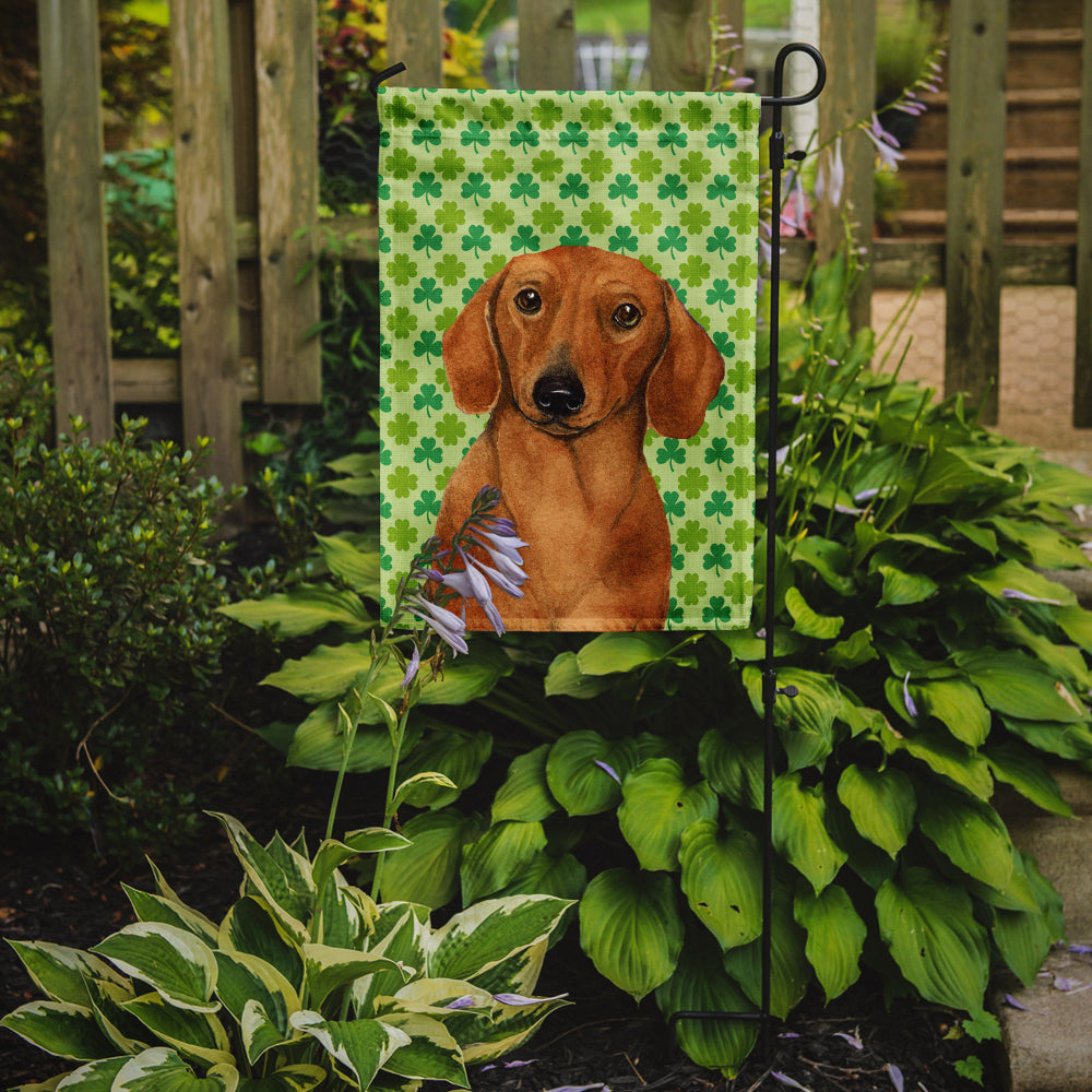 Dachshund St. Patrick's Day Shamrock Portrait Garden Flag – Decorative Outdoor Yard Flag
