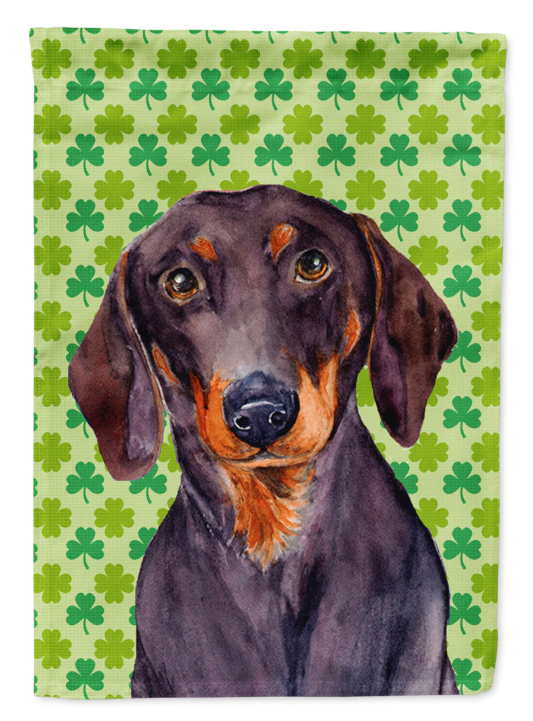 Dachshund St. Patrick's Day Shamrock Portrait Garden Flag – Decorative Outdoor Yard Flag