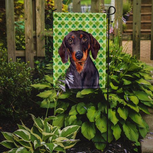 Dachshund St. Patrick's Day Shamrock Portrait Garden Flag – Decorative Outdoor Yard Flag